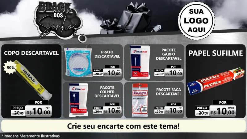 Modelo de TV para TV Horizontal com o tema Black dos Sonhos para Embalagens