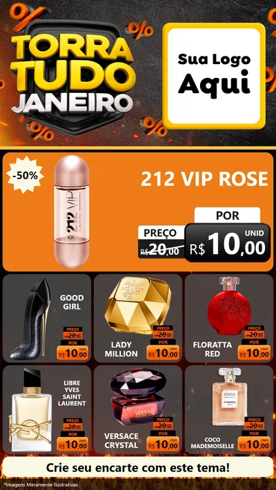 Modelo de Rede Social para Stories com o tema Torra Tudo Janeiro para Perfumes