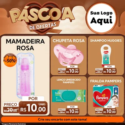 Modelo de Rede Social para Feed Facebook com o tema Páscoa de Ofertas para Bebês