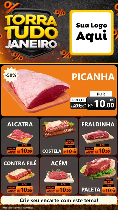Modelo de Rede Social para Stories com o tema Torra Tudo Janeiro para Açougue