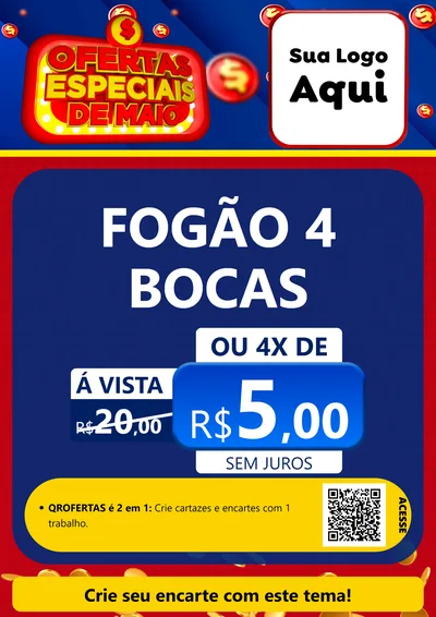 Modelo de Cartaz para Cartaz A4 Vertical com o tema Ofertas Especiais de Maio para Móveis e Eletro