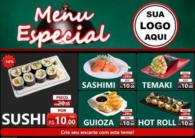 Modelo de Encarte para Encarte A4 Horizontal com o tema Menu Especial para Comida japonesa