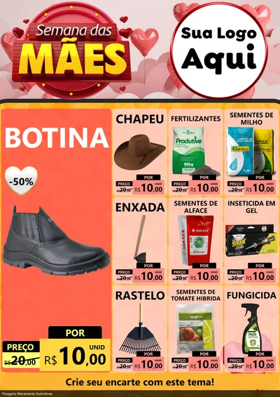 Modelo de Encarte para Encarte A4 Vertical com o tema Semana das Mães para Agropecuária