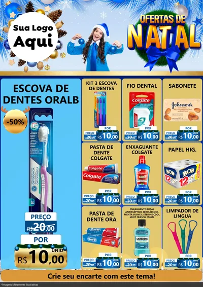 Modelo de Encarte para Encarte A4 Vertical com o tema Ofertas de Natal para Higiene Pessoal