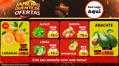 Modelo de TV para TV Horizontal com o tema Janeiro Quente de Ofertas para Hortifrúti