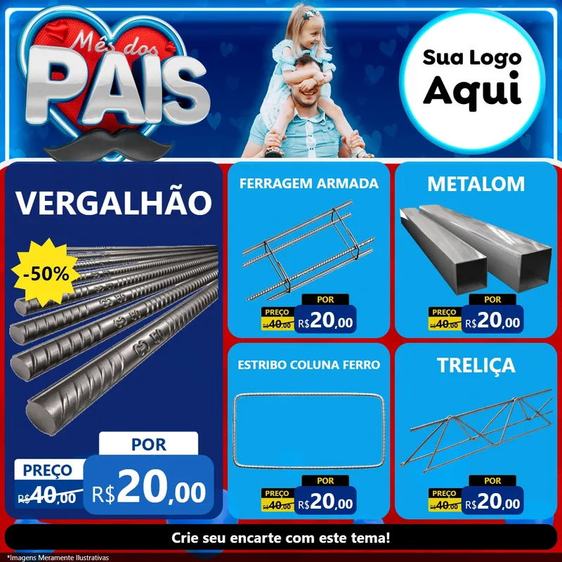 Modelo de Rede Social para Feed Facebook com o tema Mês Dos Pais para Ferragens