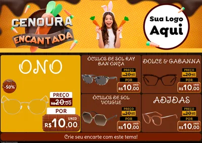 Modelo de Encarte para Encarte A4 Horizontal com o tema Cenoura Encantada - Páscoa para Óticas