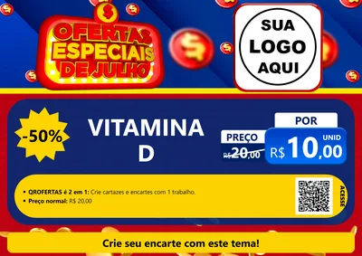 Modelo de Cartaz para Cartaz A4 Horizontal com o tema Ofertas Especiais de Julho para Farmácia