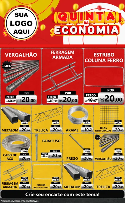 Modelo de Encarte para Encarte Grande com o tema Quinta da Economia para Ferragens