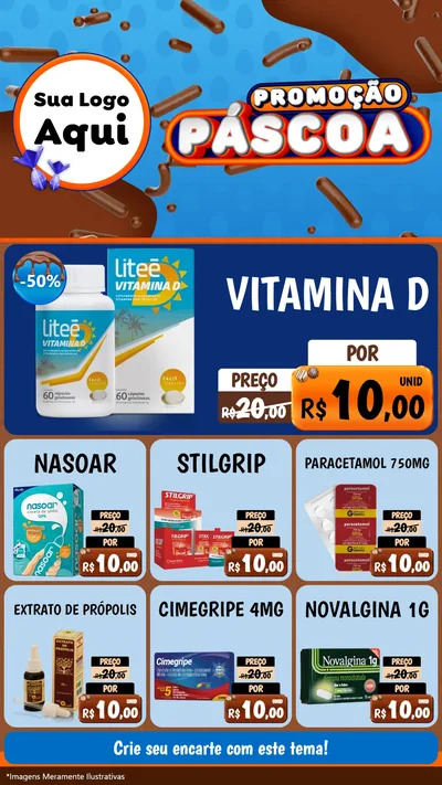 Modelo de Rede Social para Stories com o tema Promoção Páscoa para Farmácia