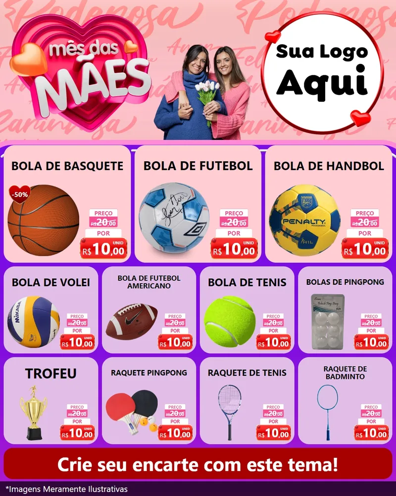 Modelo de Rede Social para Feed Instagram com o tema Mês Das Mães para Artigos Esportivos