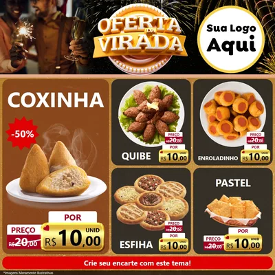 Modelo de Rede Social para Feed Facebook com o tema Oferta da Virada para Salgadaria