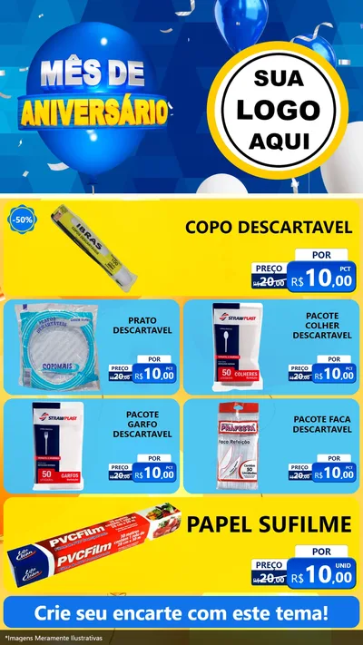 Modelo de TV para TV Vertical com o tema Mês de Aniversário para Embalagens