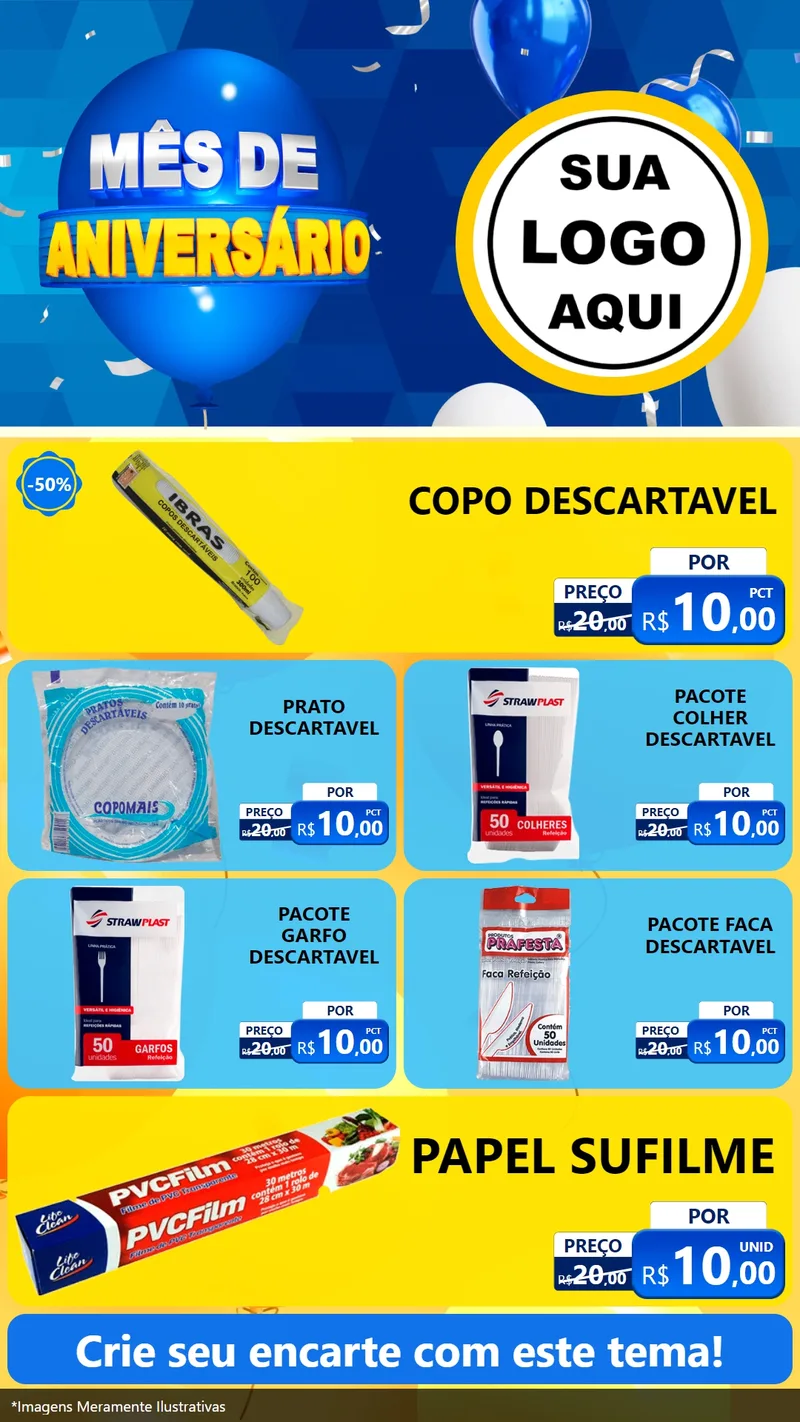 Modelo de TV para TV Vertical com o tema Mês de Aniversário para Embalagens