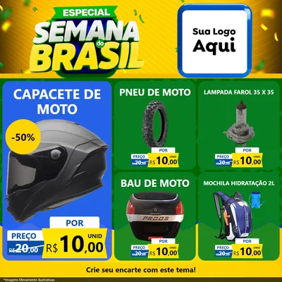 Modelo de Rede Social para Feed Facebook com o tema Especial Semana do Brasil para Moto peças