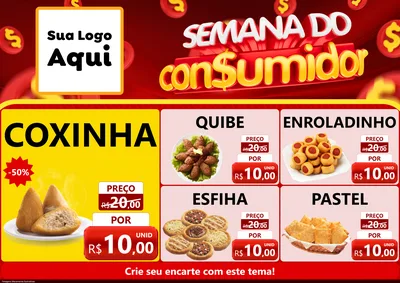 Modelo de Encarte para Encarte A4 Horizontal com o tema Semana do Consumidor para Salgadaria