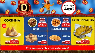 Modelo de TV para TV Horizontal com o tema Dia D - O Dia Mais Barato Do Mês para Salgadaria