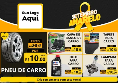 Modelo de Encarte para Encarte A4 Horizontal com o tema Setembro Amarelo para Auto peças