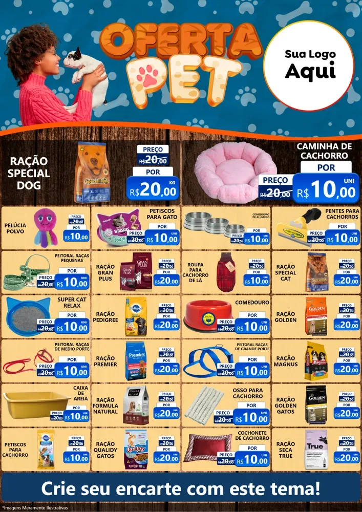 Modelo de Encarte para Encarte A4 Vertical com o tema Oferta Pet para Pet Shop
