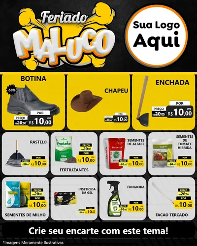 Modelo de Rede Social para Feed Instagram com o tema Feriado Maluco para Agropecuária