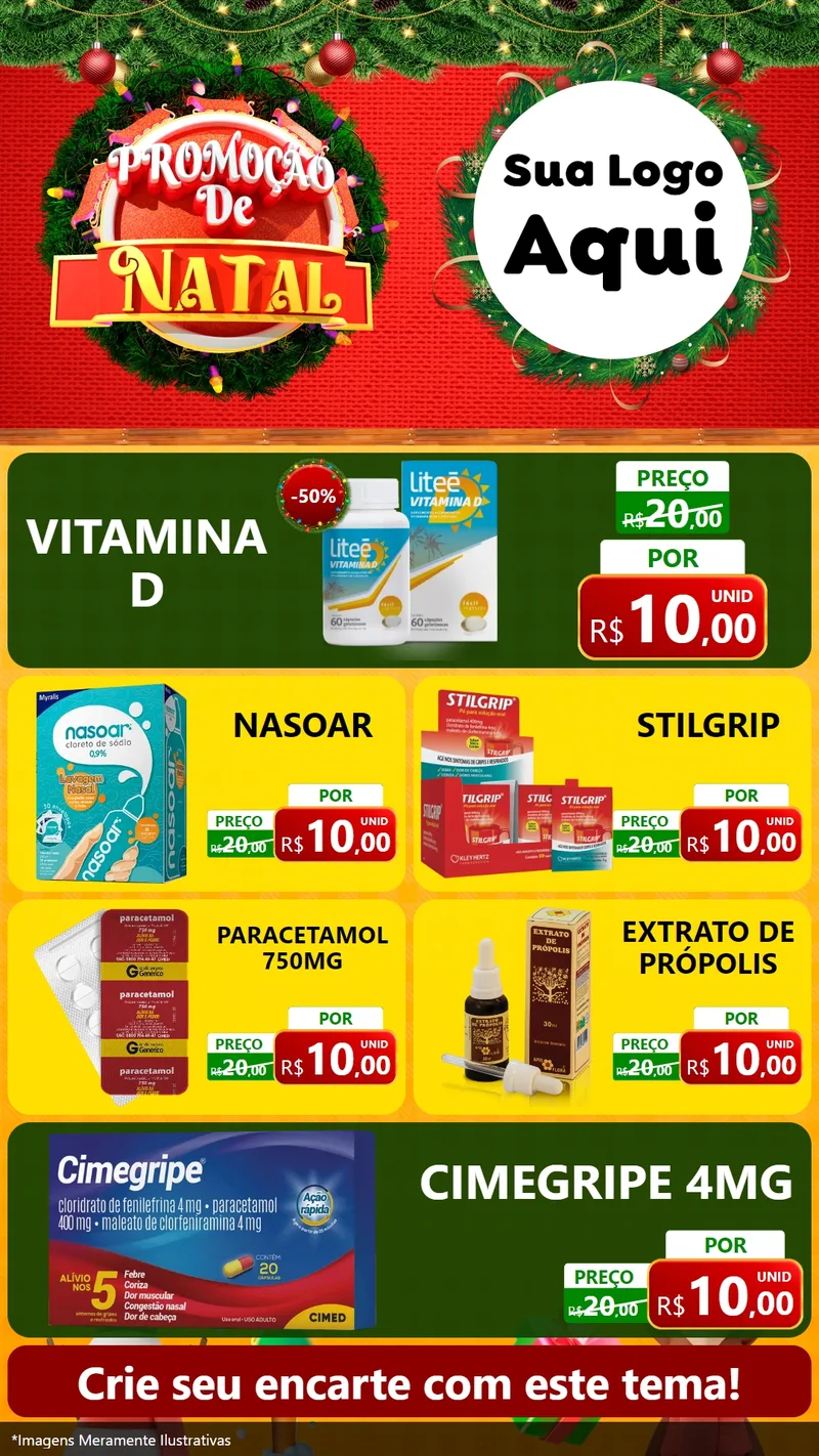 Modelo de TV para TV Vertical com o tema Promoção de Natal para Farmácia