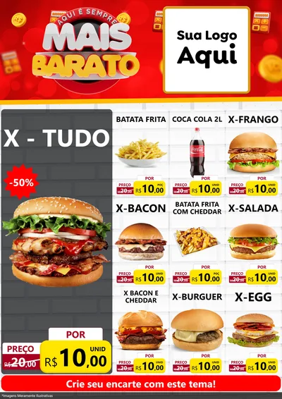 Modelo de Encarte para Encarte A4 Vertical com o tema Mais Barato para Hamburgueria