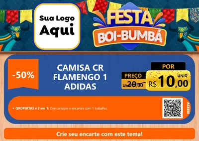 Modelo de Cartaz para Cartaz A4 Horizontal com o tema Festa Boi Bumbá para Roupas e acessórios