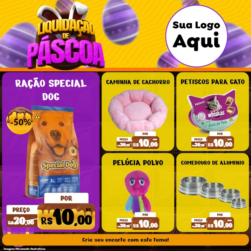 Modelo de Rede Social para Feed Facebook com o tema Liquidação de Páscoa para Pet Shop