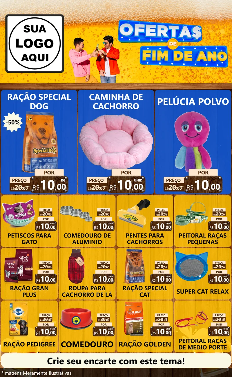 Modelo de Encarte para Encarte Grande com o tema Ofertas de Fim de Ano para Pet Shop