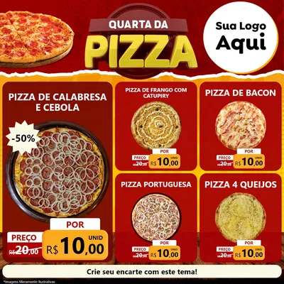 Modelo de Rede Social para Feed Facebook com o tema Quarta da Pizza para Pizzaria
