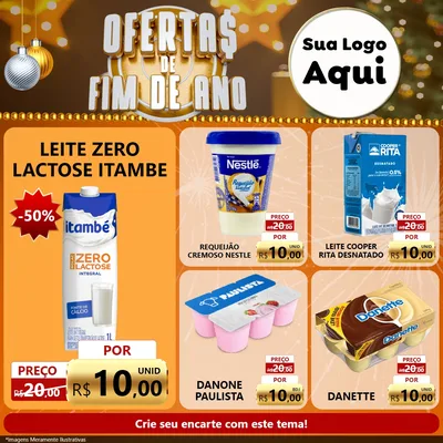 Modelo de Rede Social para Feed Facebook com o tema Ofertas de Fim de Ano para Frios e Laticínios