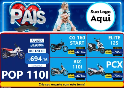 Modelo de Encarte para Encarte A4 Horizontal com o tema Mês Dos Pais para Concessionaria de Motos