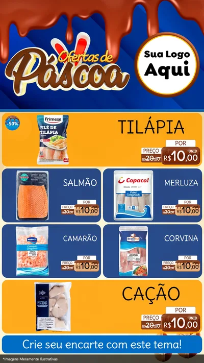 Modelo de TV para TV Vertical com o tema Ofertas de Páscoa para Peixaria