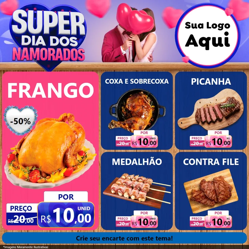 Modelo de Rede Social para Feed Facebook com o tema Super Dia dos Namorados para Assados