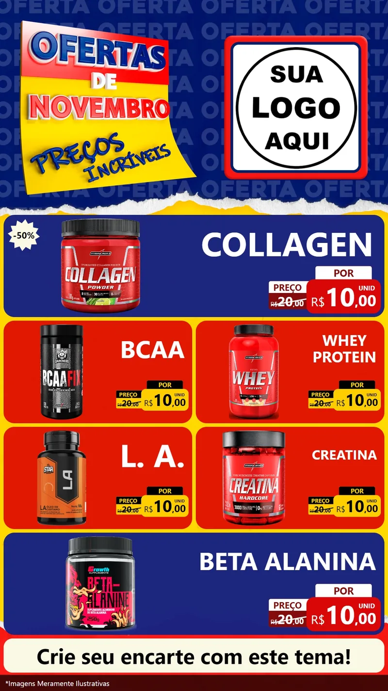 Modelo de TV para TV Vertical com o tema Ofertas de Novembro - Preços Incríveis para Suplementos alimentares