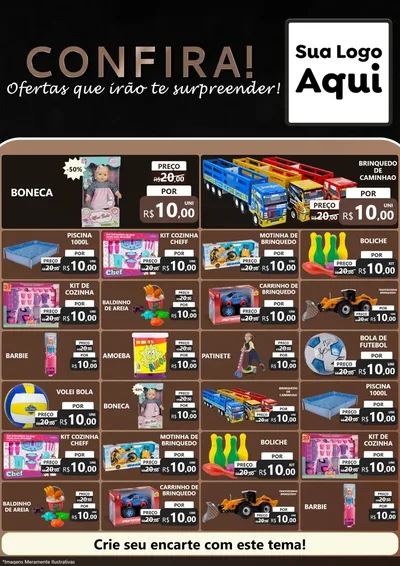 Modelo de Encarte para Encarte A4 Vertical com o tema Confira! Ofertas que irão te surpreender! para Brinquedos