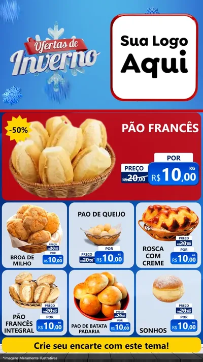 Modelo de Rede Social para Stories com o tema Ofertas de Inverno para Padaria