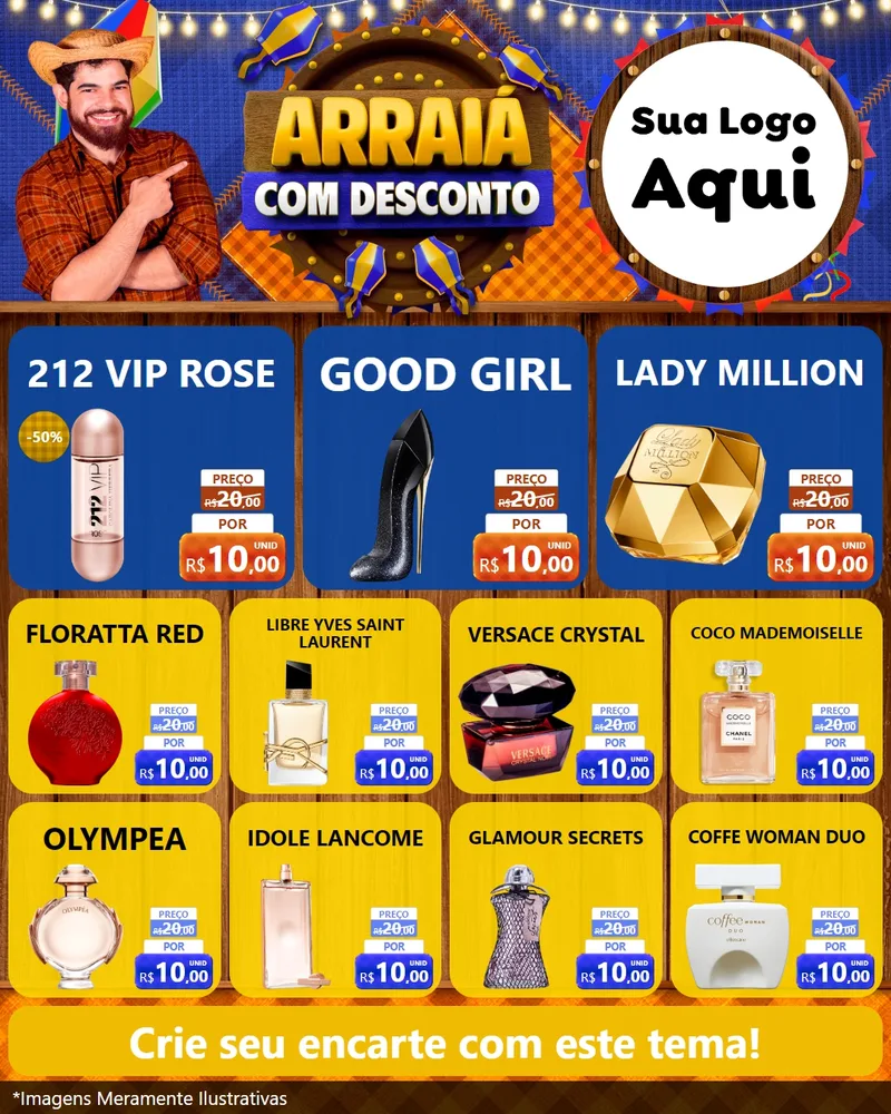 Modelo de Rede Social para Feed Instagram com o tema Arraiá Com Desconto para Perfumes