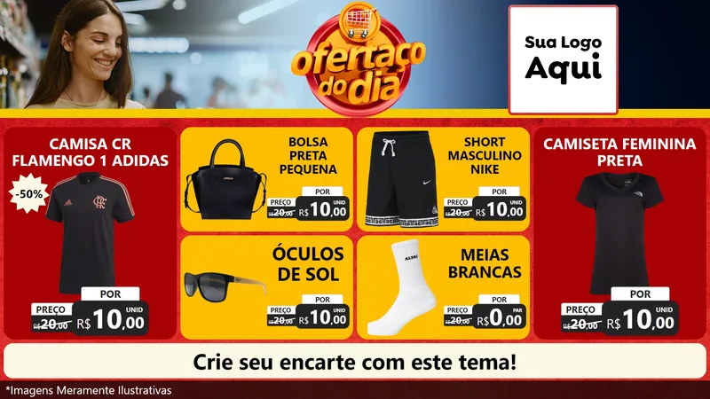 Modelo de TV para TV Horizontal com o tema Ofertaço Do Dia para Roupas e acessórios