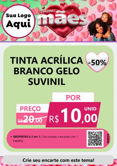 Modelo de Cartaz para Cartaz A4 Vertical com o tema Dia das Mães para Tintas e Ferramentas