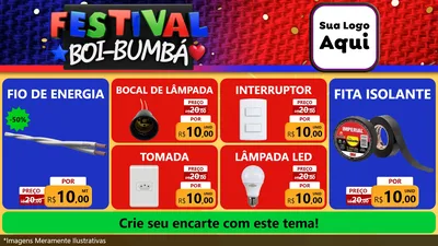 Modelo de TV para TV Horizontal com o tema Festival Boi-Bumbá para Materiais Elétricos