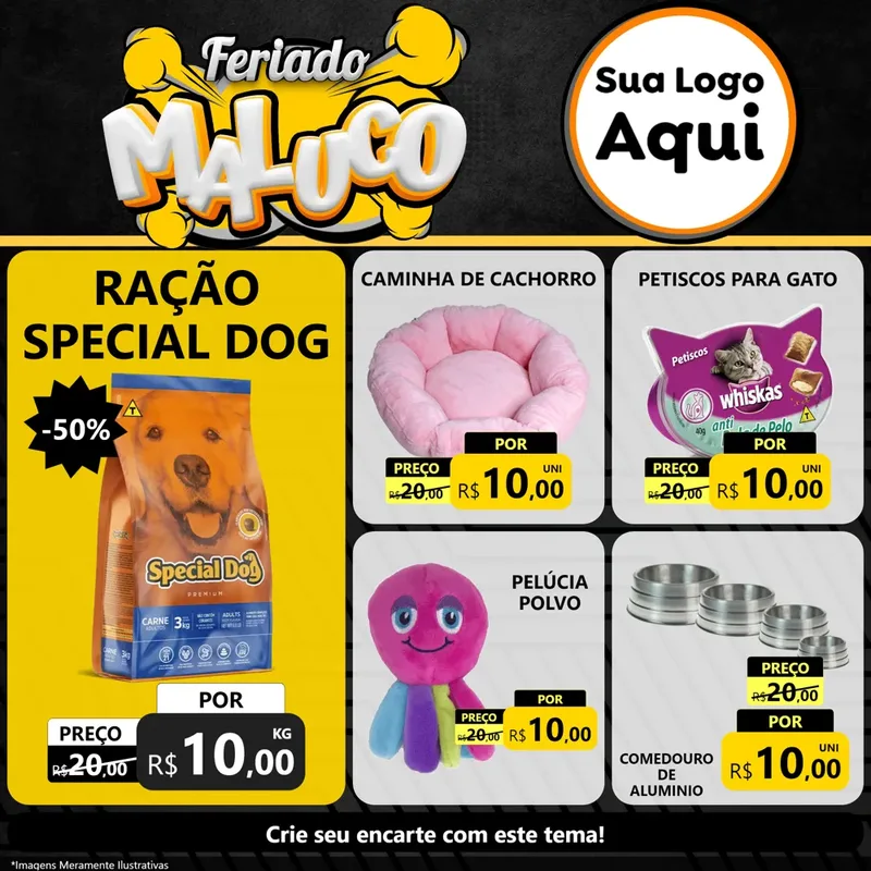 Modelo de Rede Social para Feed Facebook com o tema Feriado Maluco para Pet Shop