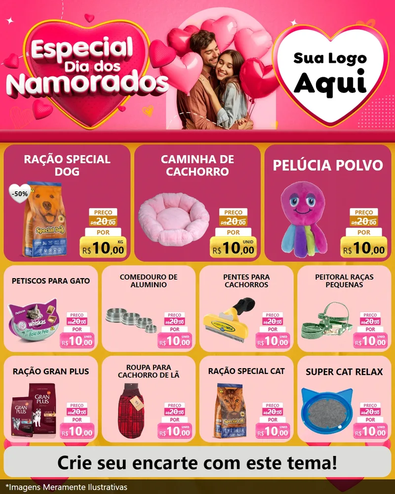 Modelo de Rede Social para Feed Instagram com o tema Especial Dia dos Namorados para Pet Shop