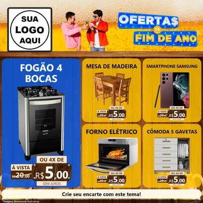 Modelo de Rede Social para Feed Facebook com o tema Ofertas de Fim de Ano para Móveis e Eletro