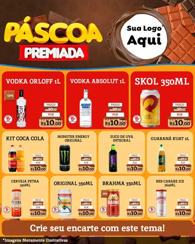 Modelo de Rede Social para Feed Instagram com o tema Páscoa Premiada para Distribuidora de bebidas
