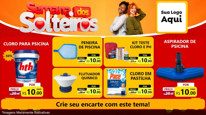 Modelo de TV para TV Horizontal com o tema Semana dos Solteiros para Produtos para Piscina