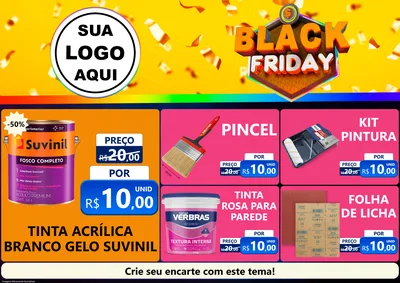 Modelo de Encarte para Encarte A4 Horizontal com o tema Black Friday para Tintas e Ferramentas