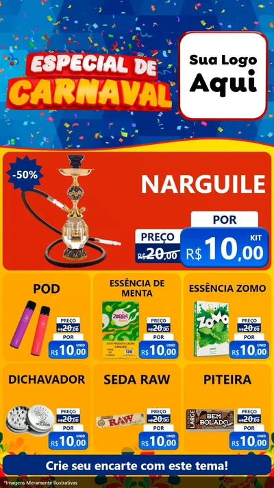 Modelo de Rede Social para Stories com o tema Especial de Carnaval para Tabacaria