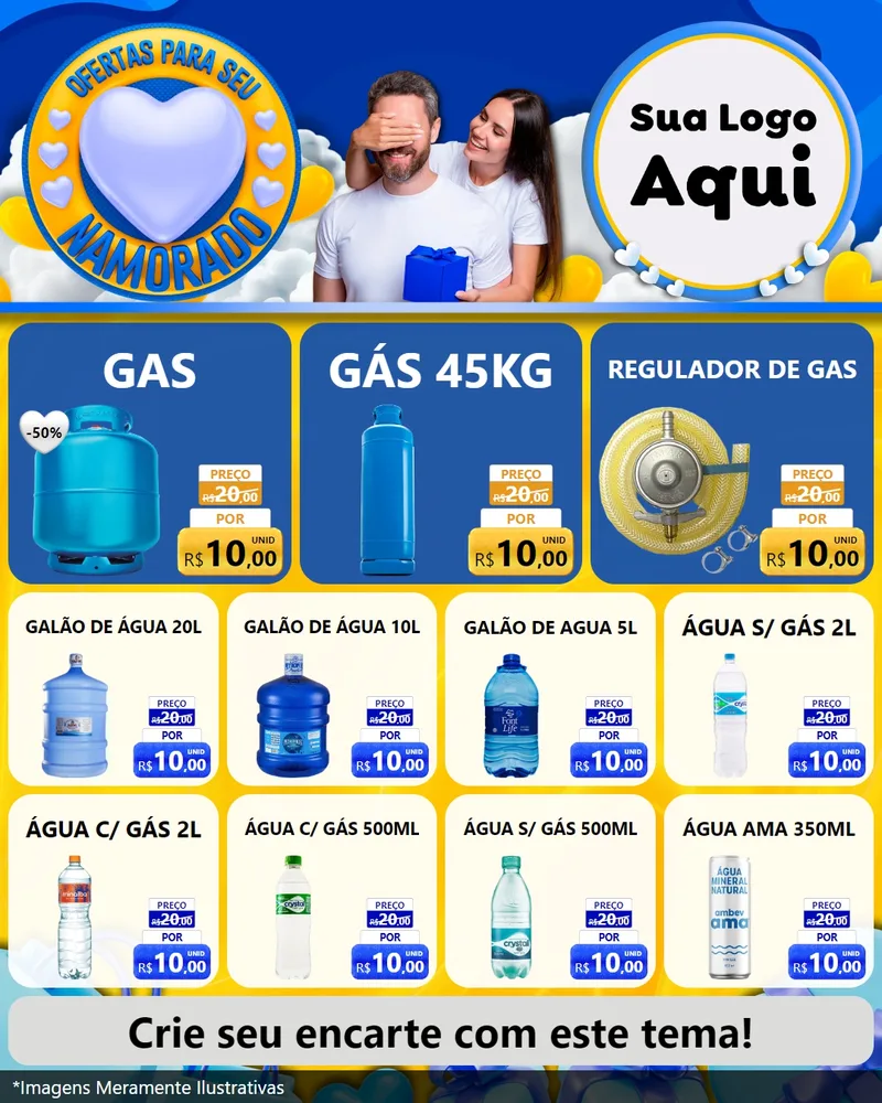 Modelo de Rede Social para Feed Instagram com o tema Ofertas Para Seu Namorado para Água e gás
