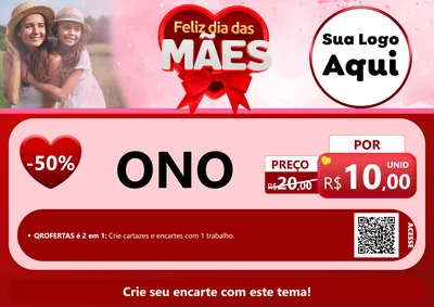 Modelo de Cartaz para Cartaz A4 Horizontal com o tema Feliz Dia Das Mães para Óticas
